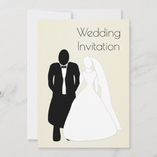 Black And White Bride And Groom Champagne Wedding Invitation