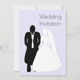 Black And White Bride And Groom Lavender Wedding Invitation