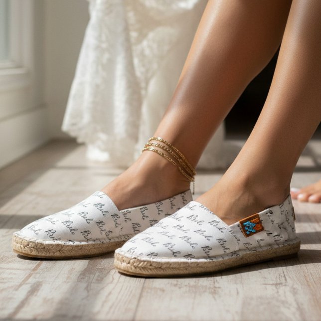 Black and White Bride Typography Pattern | Wedding Espadrilles (Creator Uploaded)