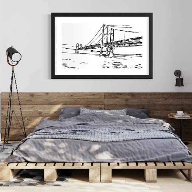 Black and White Bridge Art Print (Creator Uploaded)