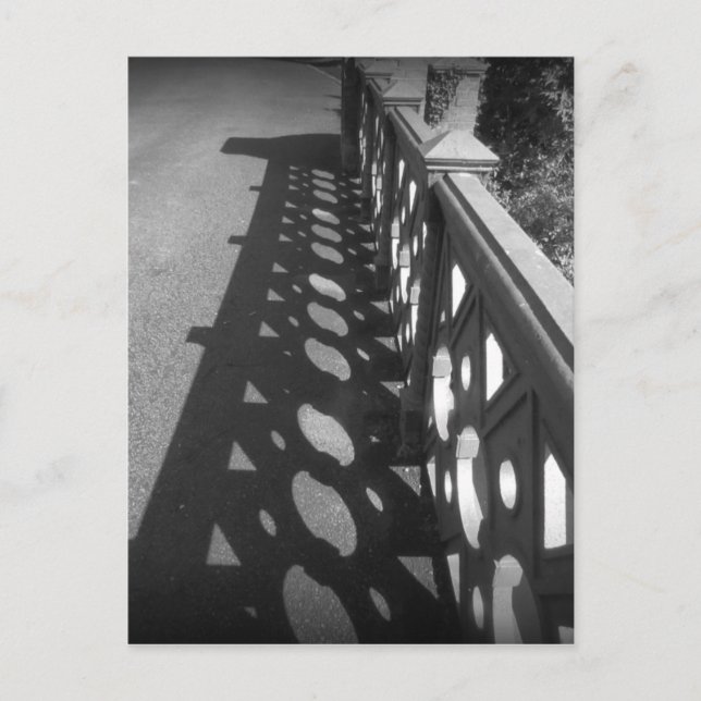 Black and White Bridge Casting Shadow Silhouette Postcard (Front)