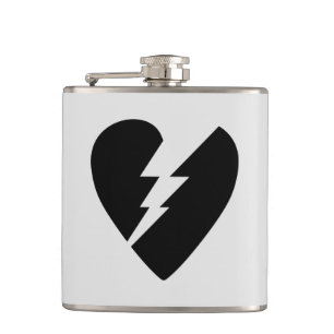 Black and White Broken Heart Vector Art Flask