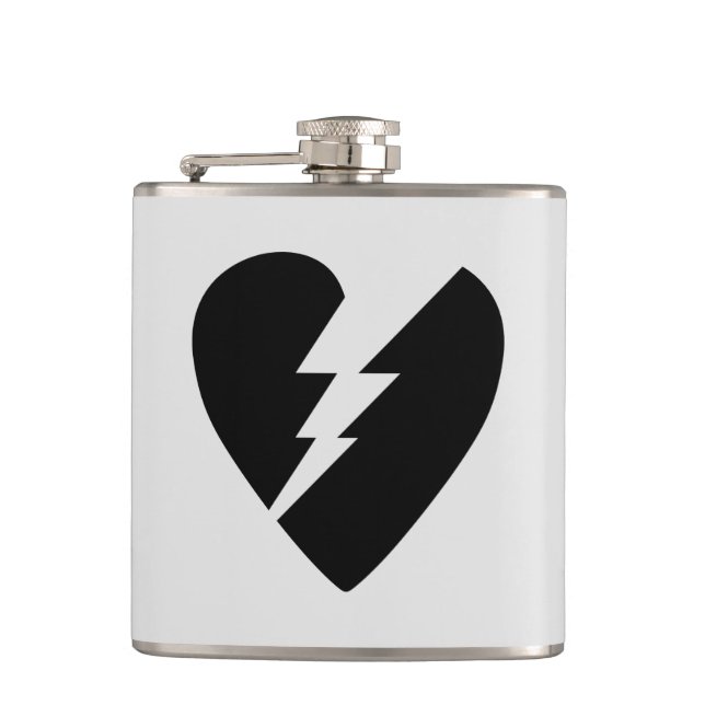 Black and White Broken Heart Vector Art Flask (Front)