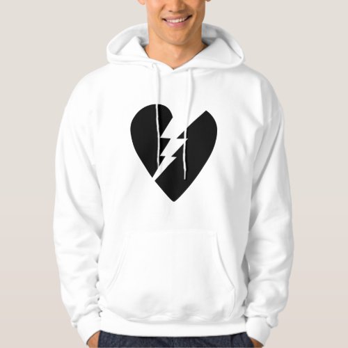 Black and White Broken Heart Vector Art Hoodie