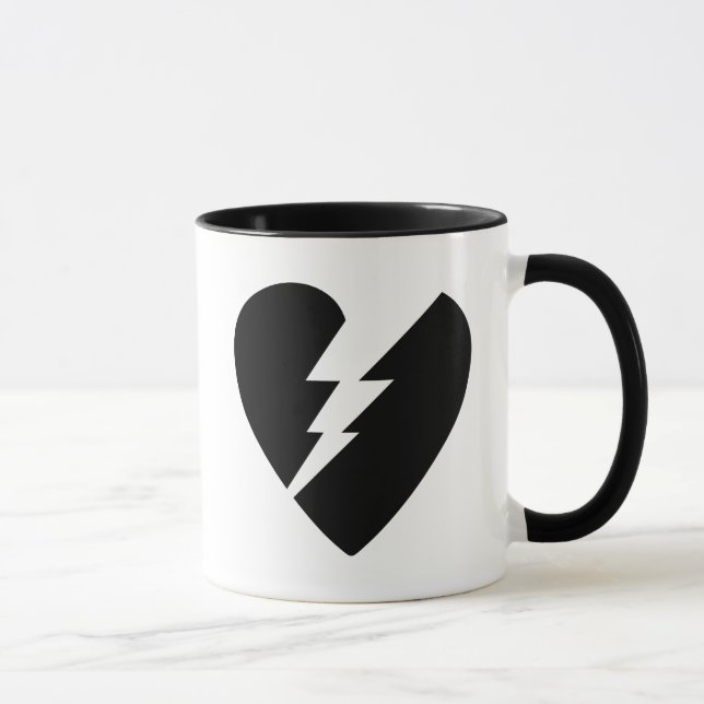 Black and White Broken Heart Vector Art Mug (Right)