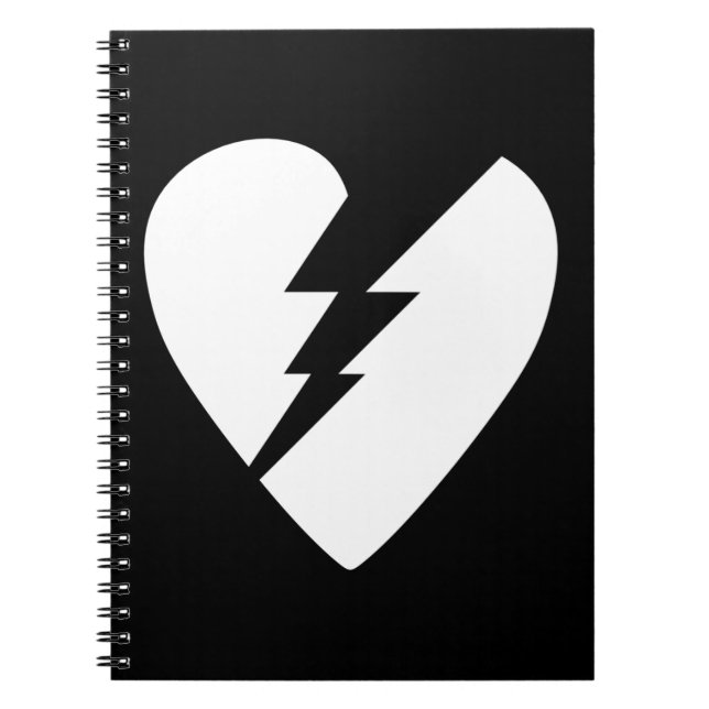 Black and White Broken Heart Vector Art Notebook (Front)