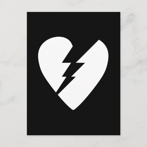 Black and White Broken Heart Vector Art Postcard