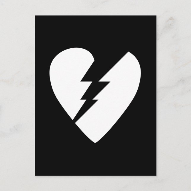Black and White Broken Heart Vector Art Postcard (Front)