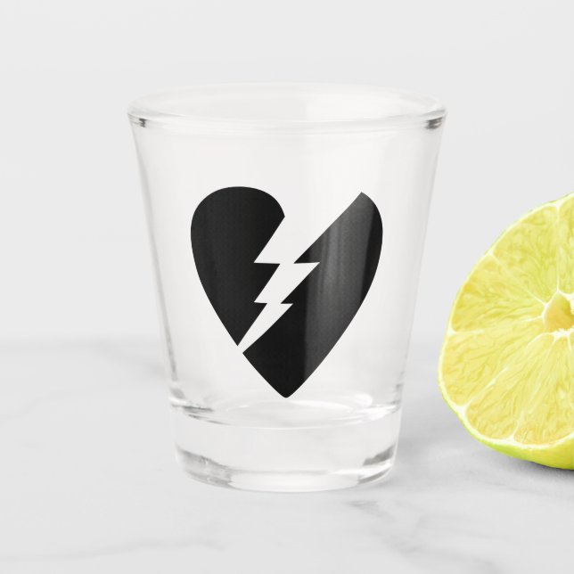 Black and White Broken Heart Vector Art Shot Glass (Front)