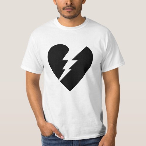 Black and White Broken Heart Vector Art T_Shirt