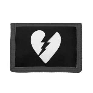 Black and White Broken Heart Vector Art Trifold Wallet