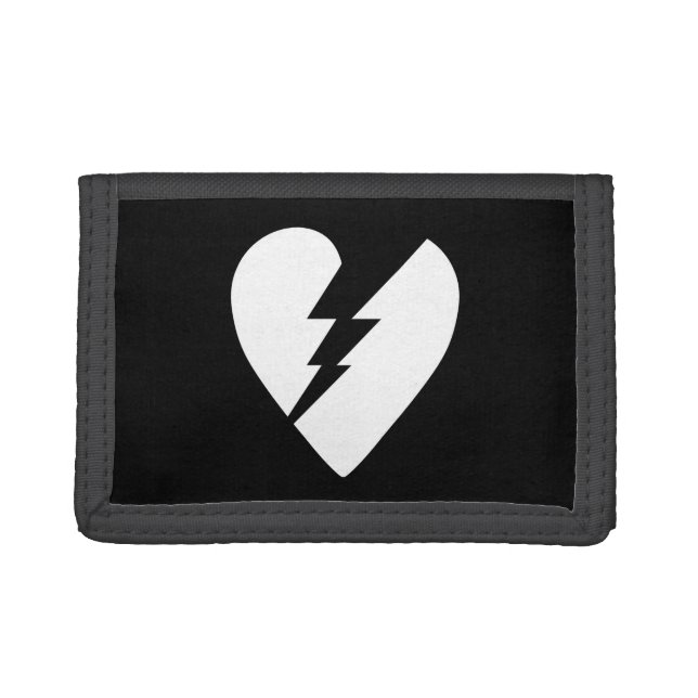Black and White Broken Heart Vector Art Trifold Wallet (Front)