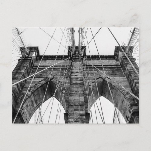 Black and White Brooklyn Bridge Photo NYC Postcard