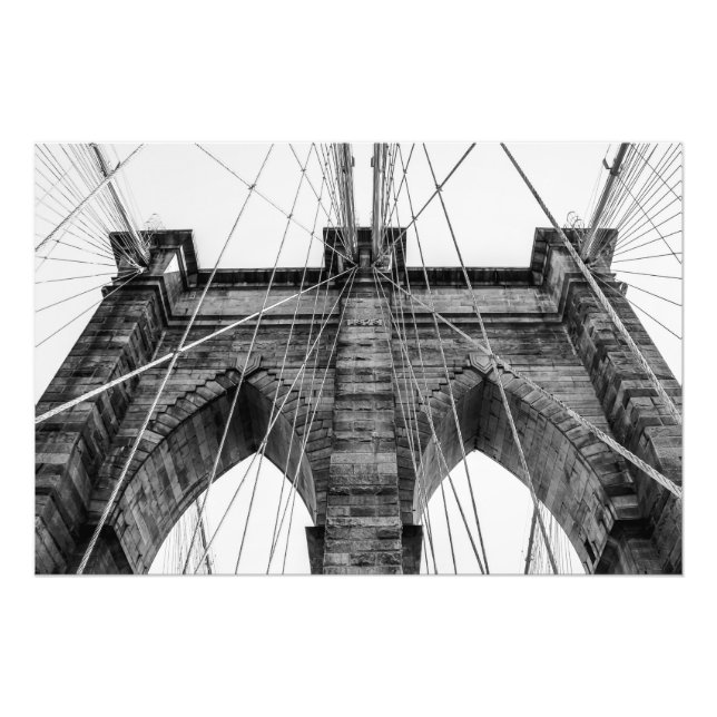 Black and White Brooklyn Bridge Photo NYC Print (Front)
