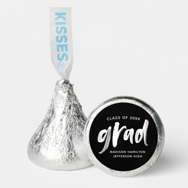 Black and White Brush Script Graduation Hershey®'s Kisses® (Front)