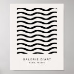 Black And White Brush Strokes Lines Abstract Waves Poster<br><div class="desc">Abstract Brush Strokes – Minimal Wave Lines – Black background with beige lines.</div>