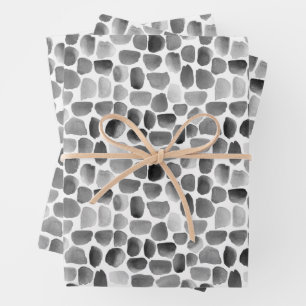 Black and White Brush Strokes Wrapping Paper Sheets