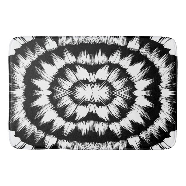 Black and White brushed  Bath Mat (Front)