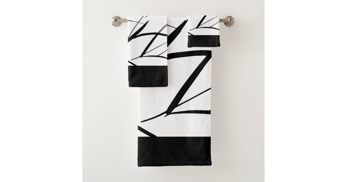 Black and White brushed texture Bath Towel Set Zazzle