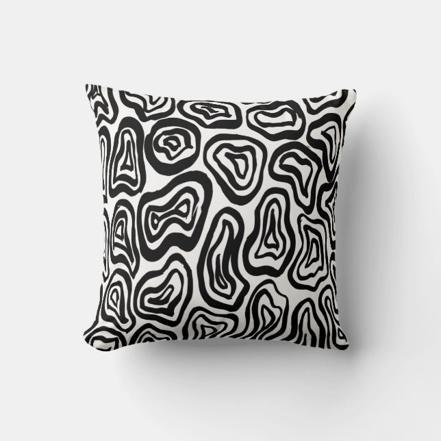 Black and White brushed texture  Throw Pillow (Front)