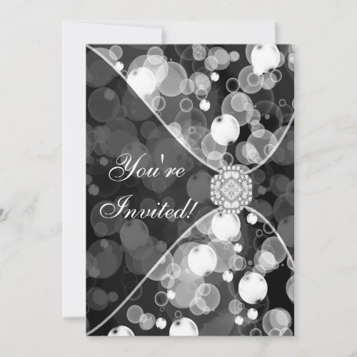 Black and White Bubble Party Invitation Template