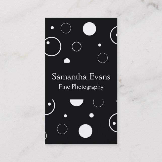 Black and White Bubbles Business Card (Front)