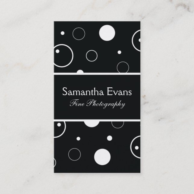 Black and White Bubbles Business Card (Front)