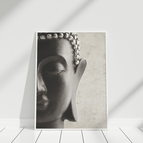Black and White Buddha Face Poster