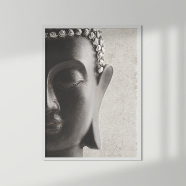 Black and White Buddha Face Poster (Black and white Buddha face poster)