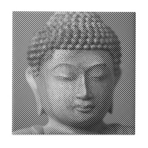 Black And White Buddha Face Statue Formed By Lines Ceramic Tile