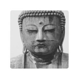 Black and White Buddha Metal Print