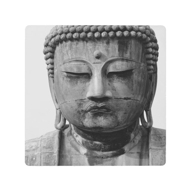Black and White Buddha Metal Print (Front)
