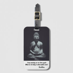 Black and White Buddha Sculpture with Quote Luggage Tag
