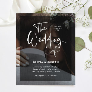 Black and White Budget Photo Wedding Invitation Flyer