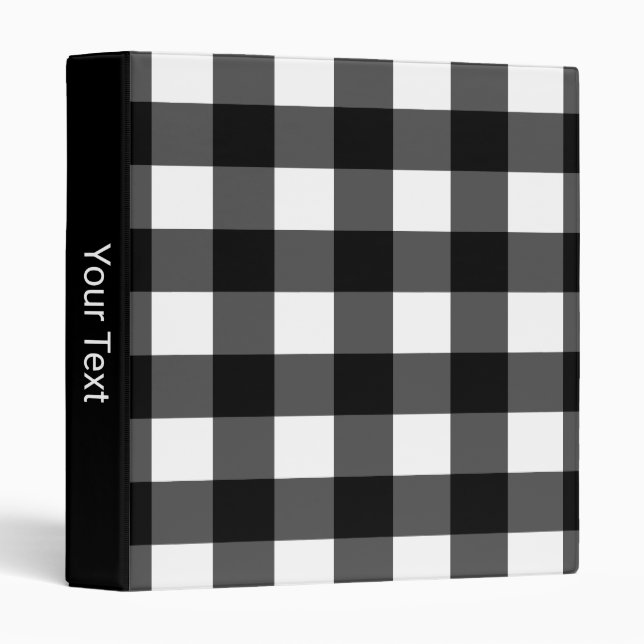 Black and White Buffalo Check 3-Ring Binder (Front/Spine)