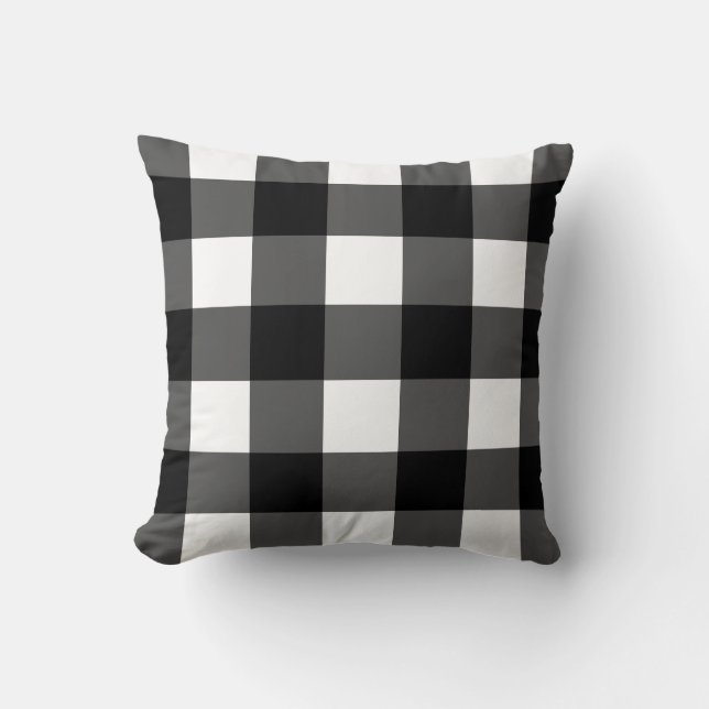 Black and White Buffalo Check Accent Pillow (Front)