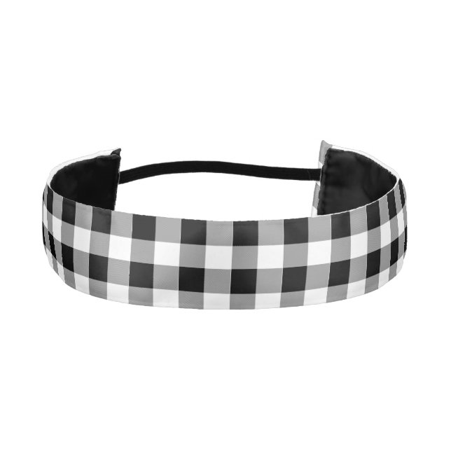 Black and White Buffalo Check Athletic Headband (Front)