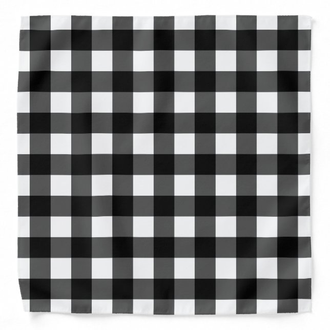 Black and White Buffalo Check Bandana (Front)
