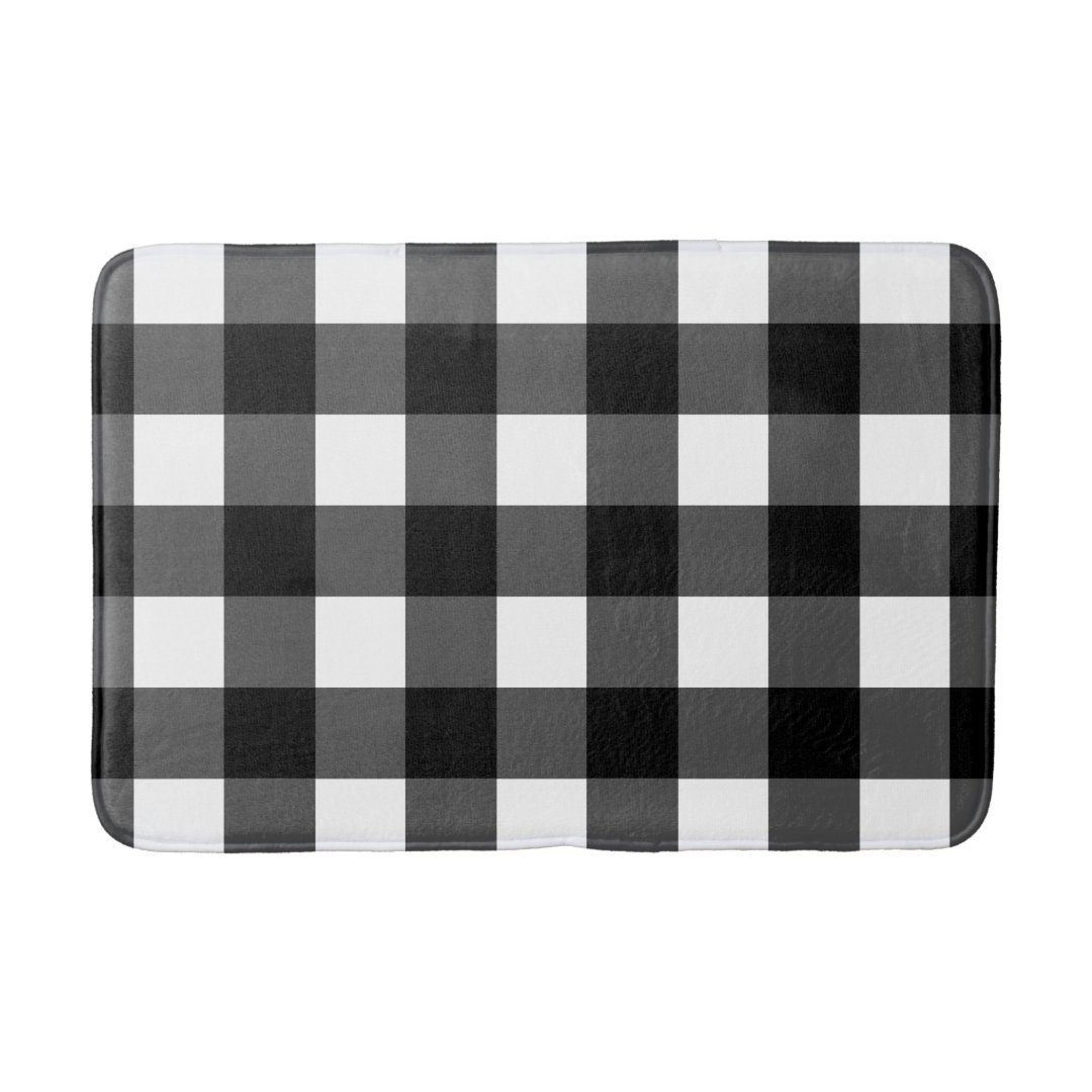 Black and White Buffalo Check Bath Mat Zazzle