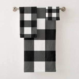 Black and White Buffalo Check Bath Towel Set