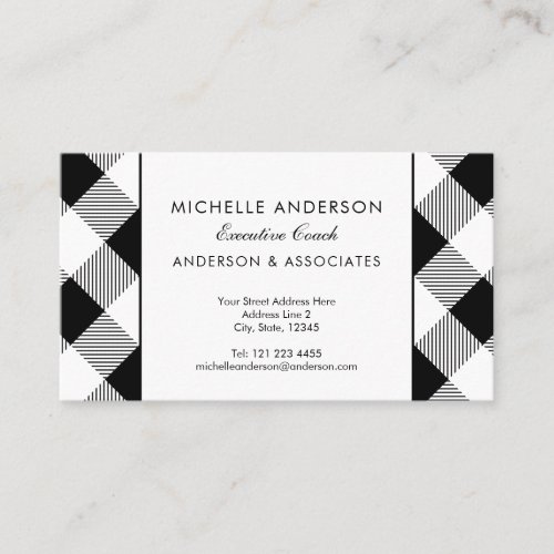 Black and White Buffalo Check Business Consultant Business Card
