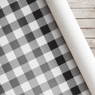Black and White Buffalo Check Christmas Wrapping Paper