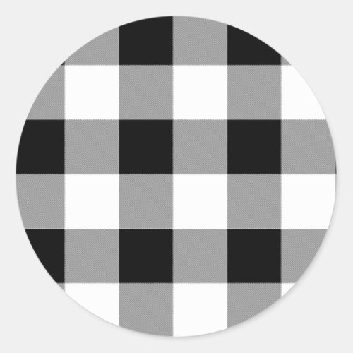 Black and White Buffalo Check Classic Round Sticker