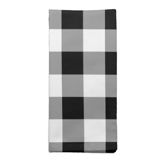Black and White Buffalo Check Cloth Napkin (Folded)