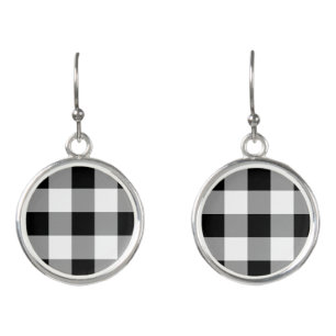 Black and White Buffalo Check Earrings