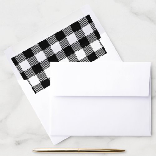 Black and White Buffalo Check  Editable Colors Envelope Liner