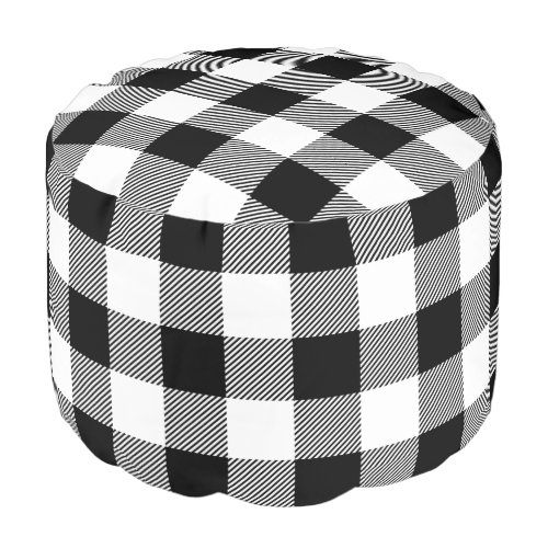 Black and White Buffalo Check | Editable Colors Pouf