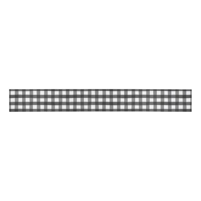 Black and White Buffalo Check Grosgrain Ribbon (Front)