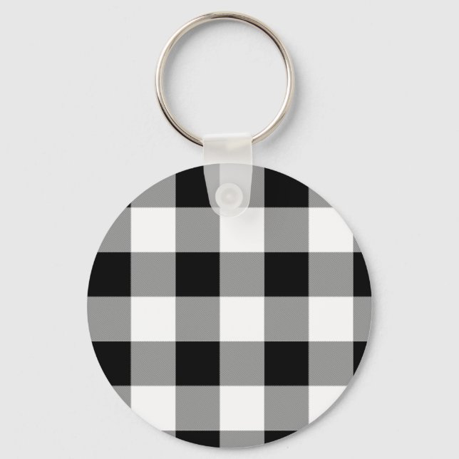 Black and White Buffalo Check Keychain (Front)