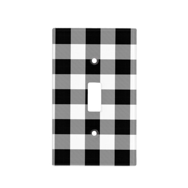 Black and White Buffalo Check Light Switch Cover (Front)